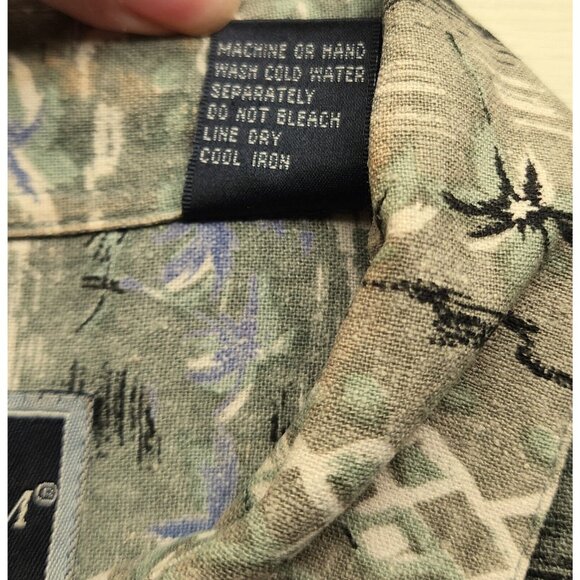 SHIRT-MEN-FIELD AND STREAM-SHORT SLEEVE-100% SILK-GREEN-LIGHT WEIGHT-SIZE LARGE - Picture 5 of 13